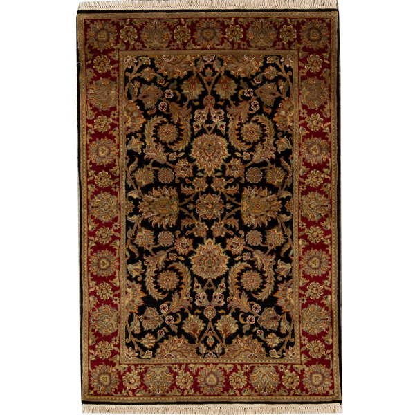 Bokara Rug Co., Inc. HandKnotted HighQuality Black and Red Area Rug